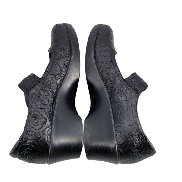 Vtg Y2K Alegria Mary Jane Leather Chunky 3D Rose Embossed Ell-541 Black Sz 41 - Picture 8 of 12